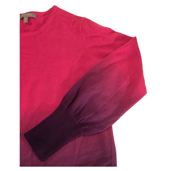 Neiman Marcus Ombre Cashmere Sweater Pink Purple Sz XL 14 - Picture 5 of 6